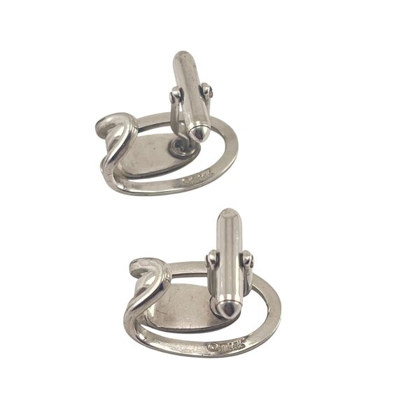 Vintage Swank Silver Tone Initial "R" Cufflinks 1" Oval Design - Picture 7 of 8